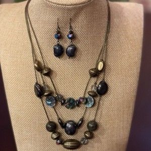 Chico's Beaded Statement Necklace With Earrings NWT # 262 Signed